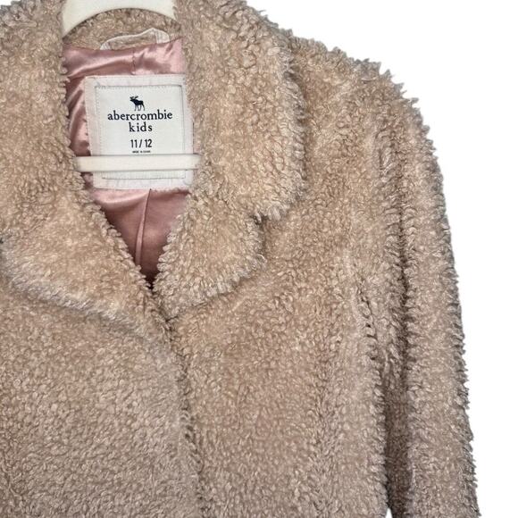 Abercrombie Kids Tan Faux Fur Jacket with Pink Lining - Size 11/12 - Picture 3 of 4